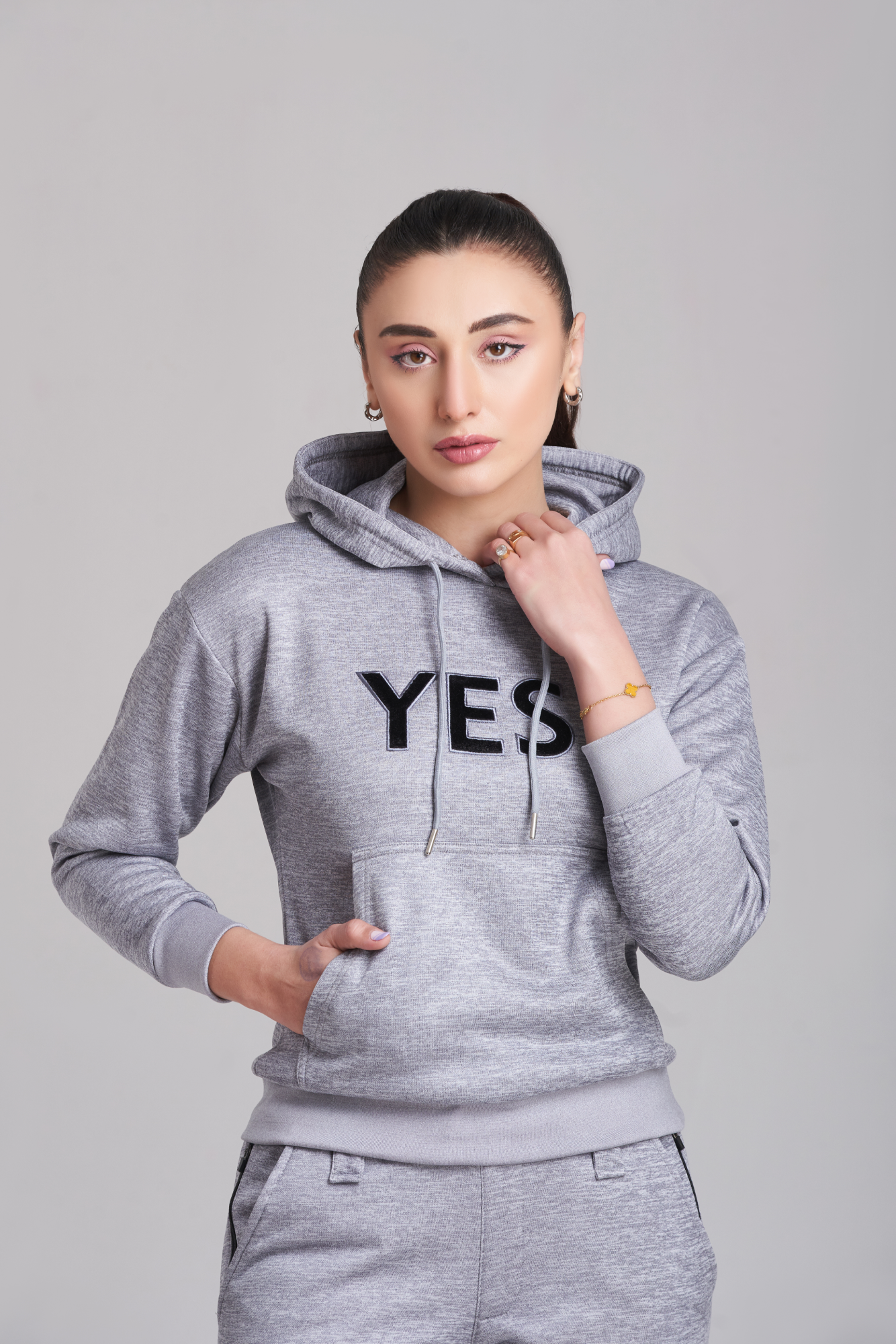 Braves-Vibes Gray Hoody Tracksuit - Women