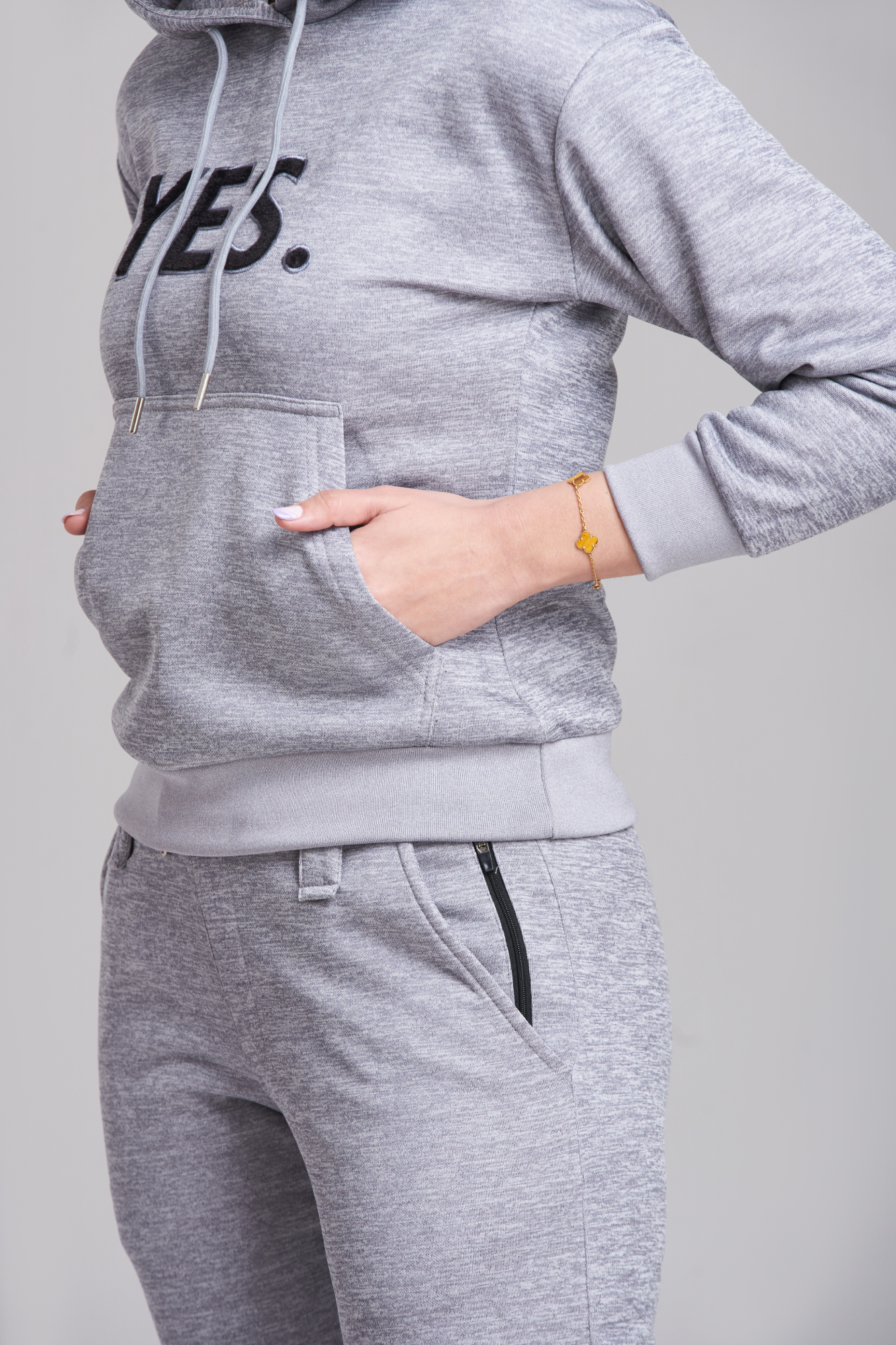 Braves-Vibes Gray Hoody Tracksuit - Women