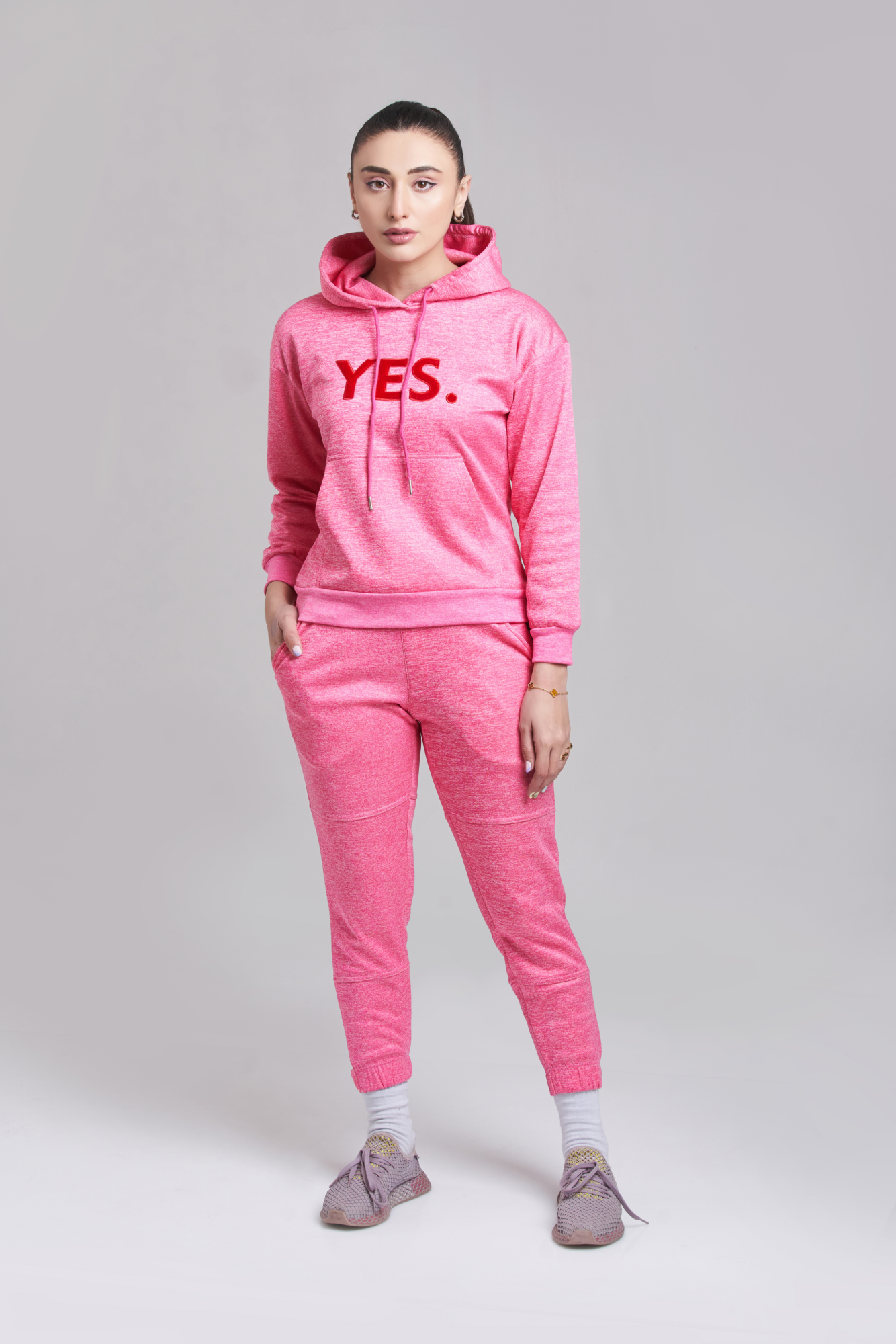 Braves-Vibes Pink Hoody Tracksuit - Women