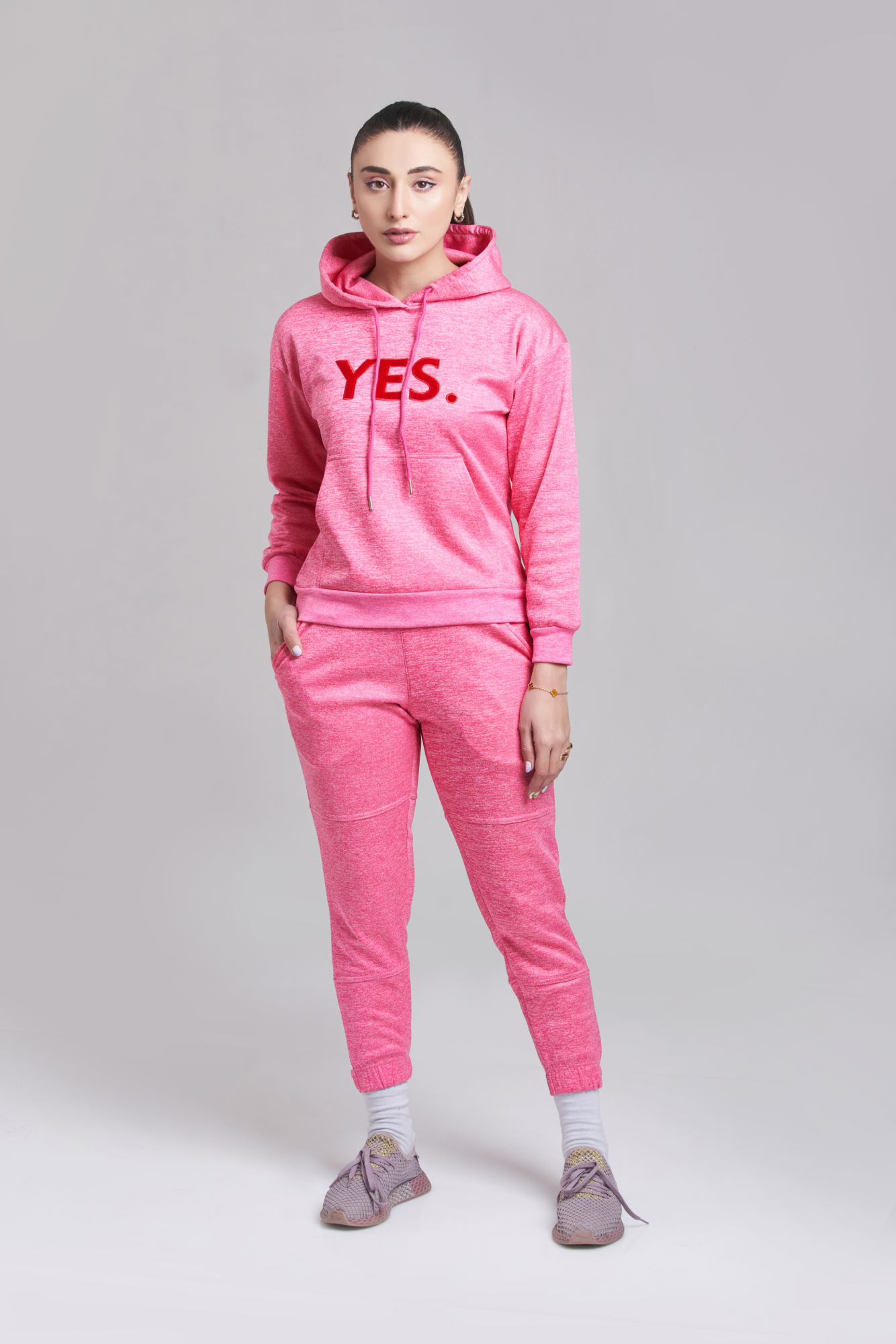 Braves-Vibes Pink Hoody Tracksuit Women