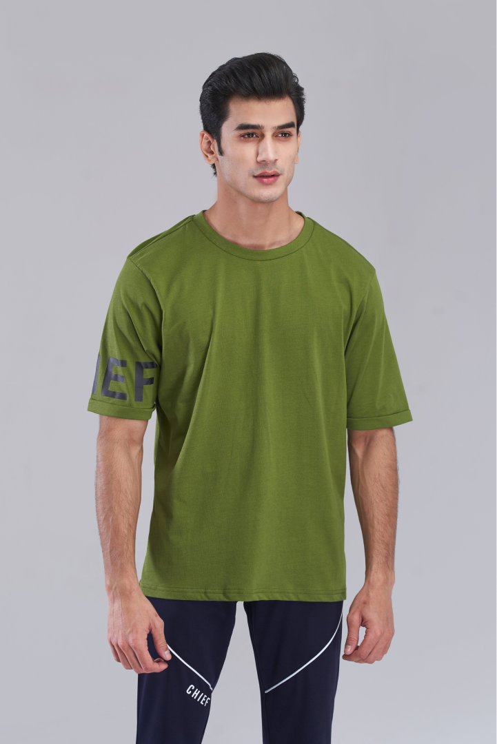 Olive Green Vista Heritage Oversized T-Shirt