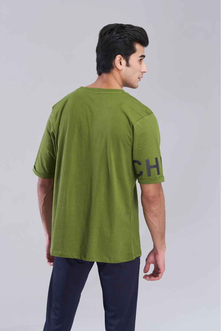 Olive Green Vista Heritage Oversized T-Shirt