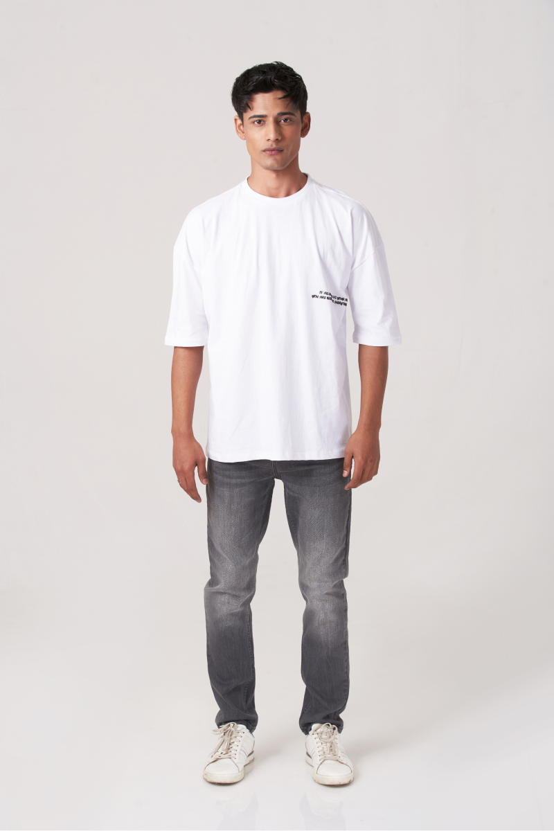 White Drop Shoulder Oversized T-Shirt