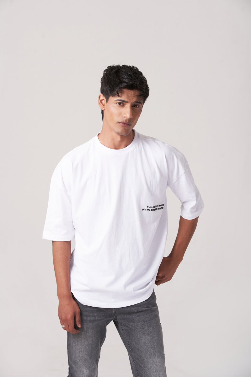 White Drop Shoulder Oversized T-Shirt