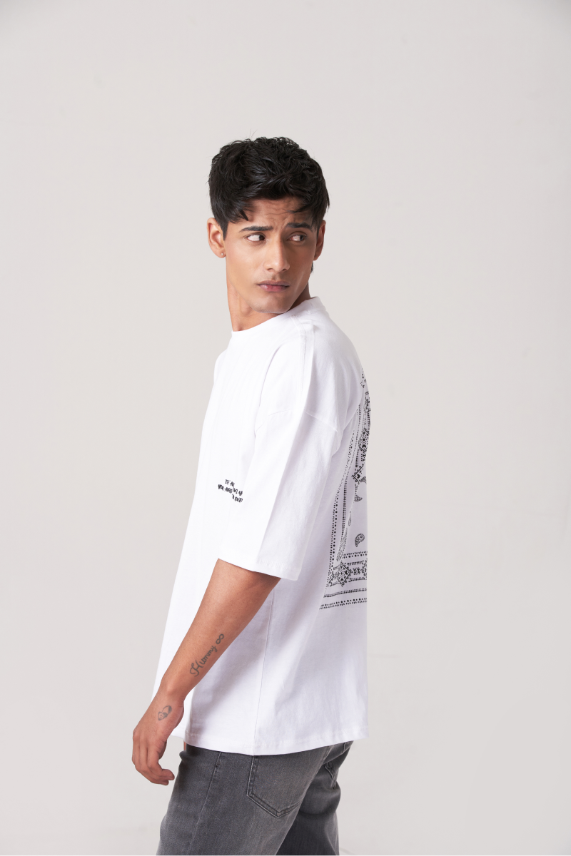 White Drop Shoulder Oversized T-Shirt