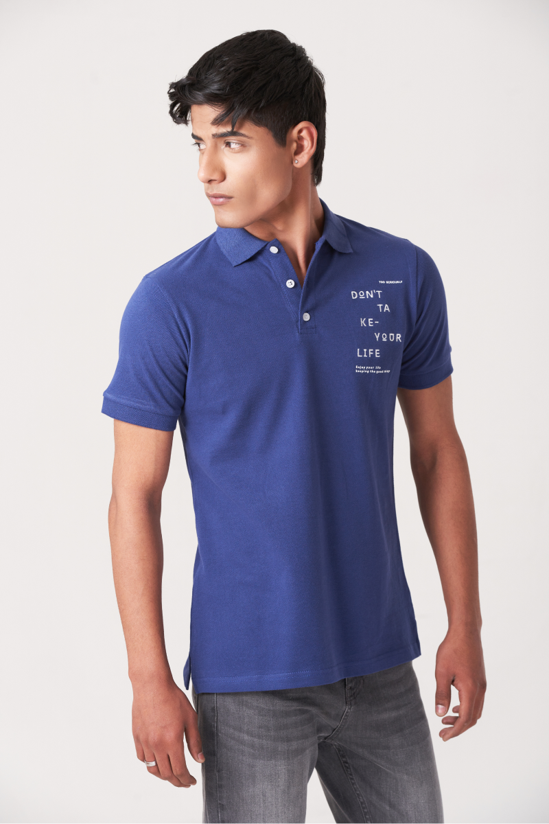 Royal Blue Solid Polo T-Shirt