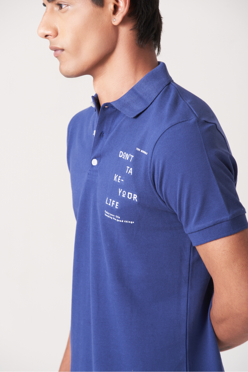 Royal Blue Solid Polo T-Shirt