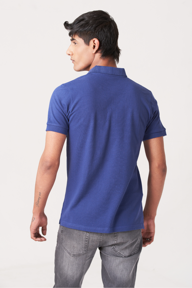 Royal Blue Solid Polo T-Shirt