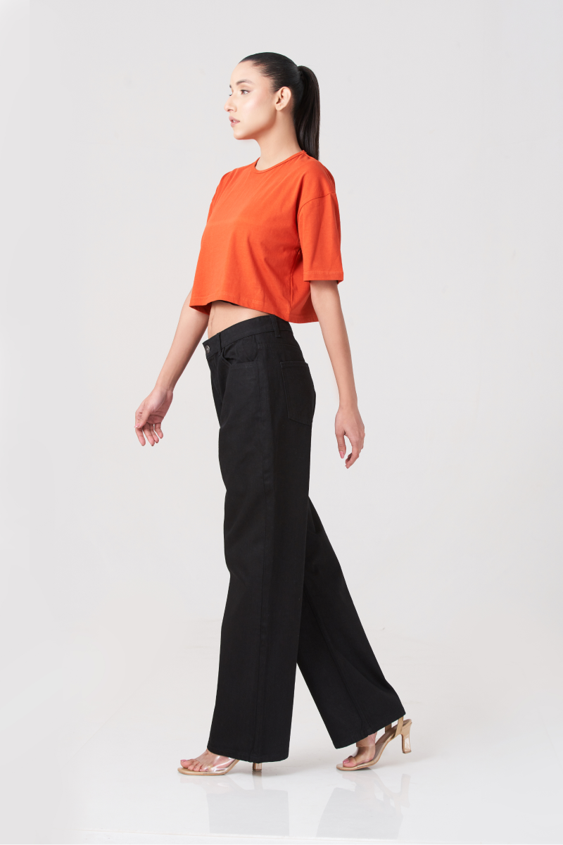 Black Wide Legs Women Jeans