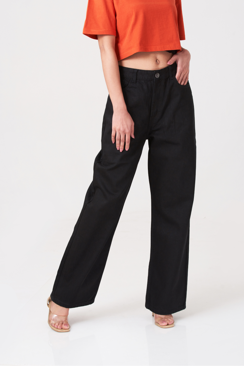 Black Wide Legs Women Jeans