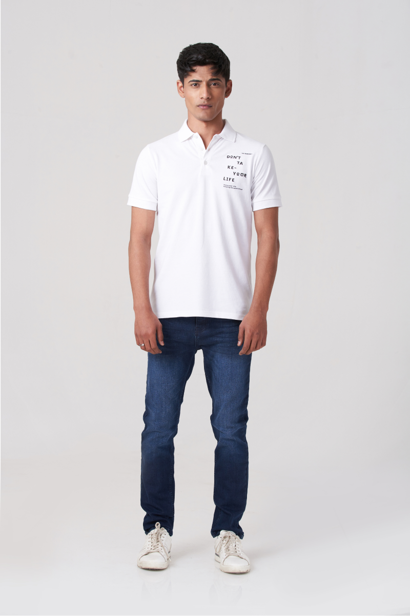 White Solid Polo T-Shirt