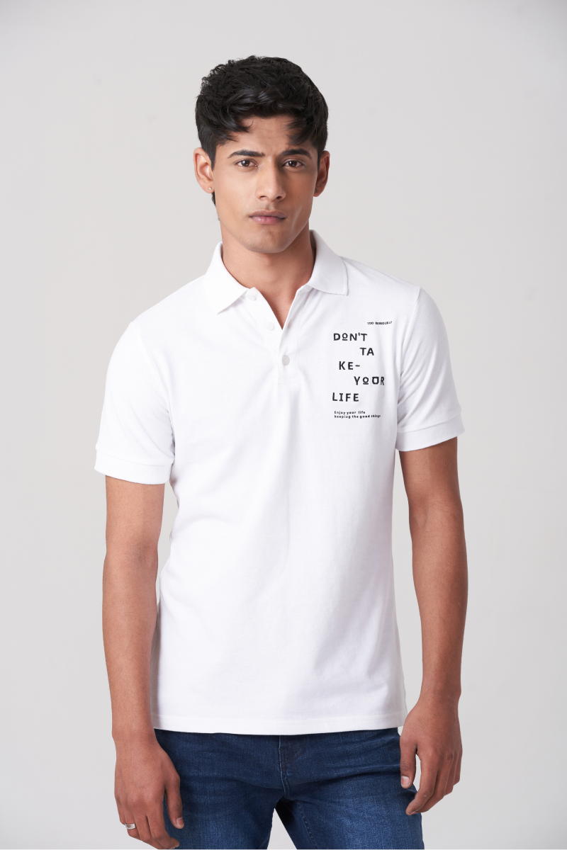 White Solid Polo T-Shirt