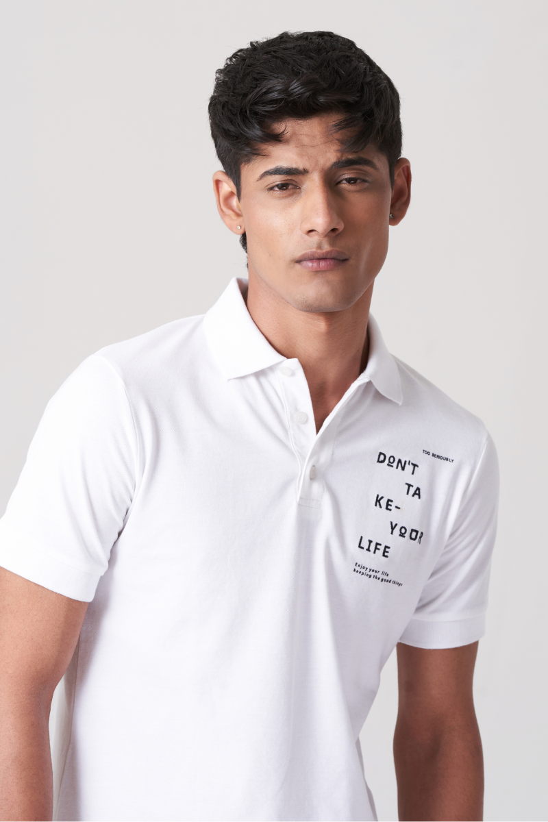 White Solid Polo T-Shirt