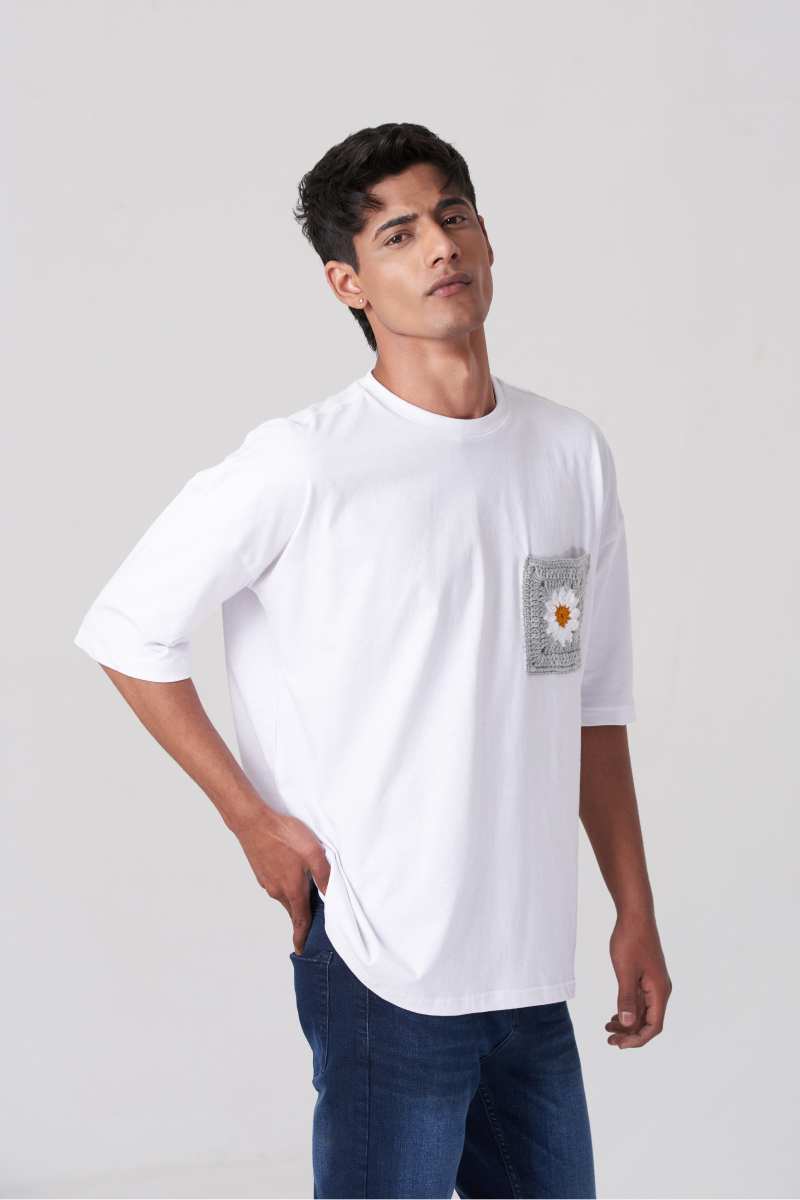 White Orbit Pocket Oversized T-Shirt