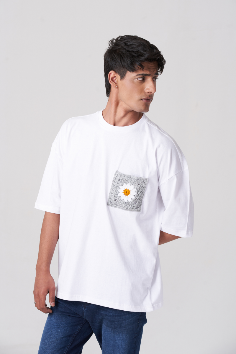 White Orbit Pocket Oversized T-Shirt