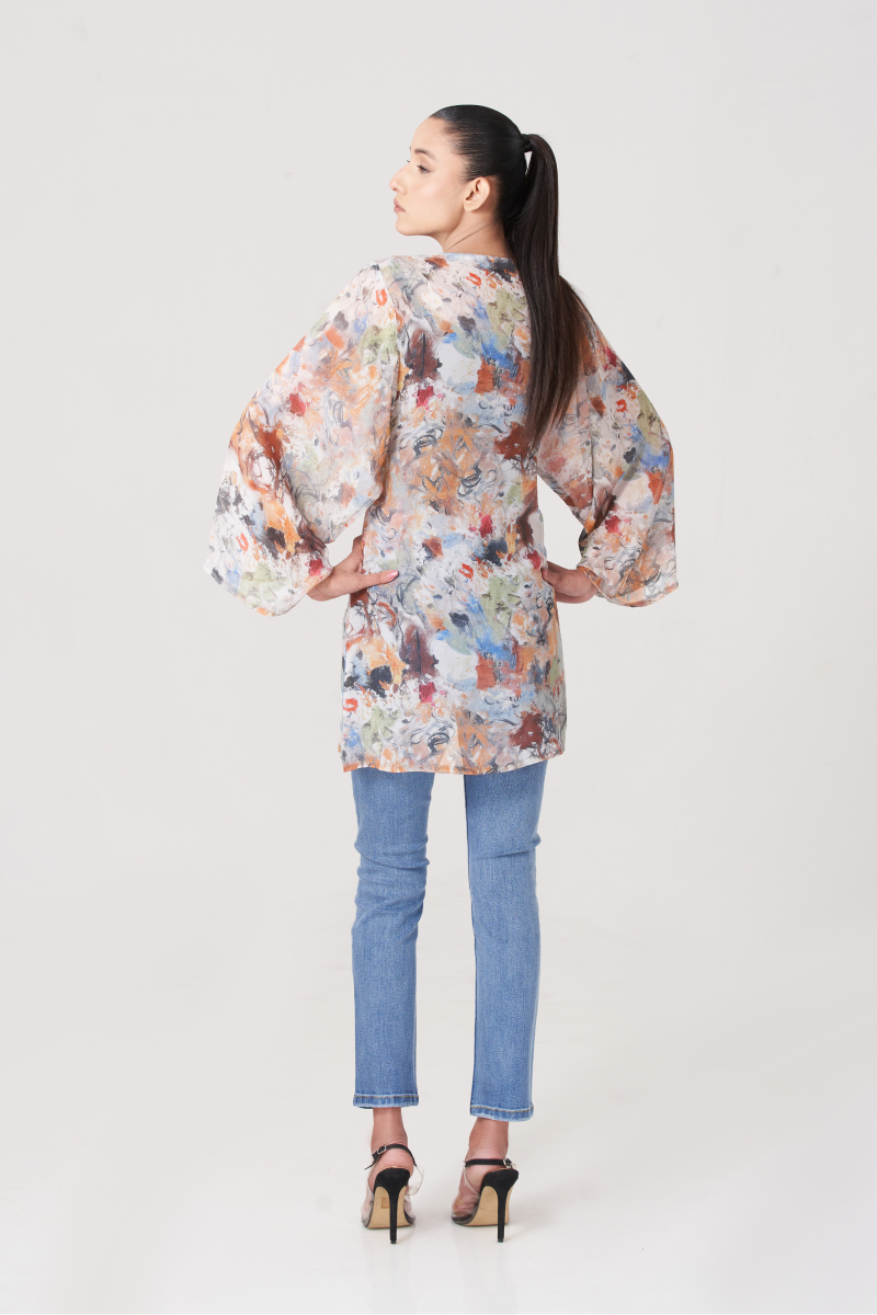 Women's printed waist loops shirt