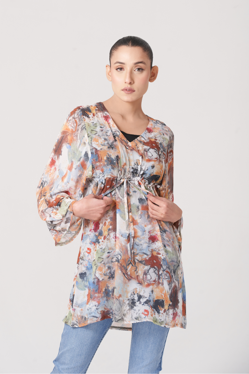 Women's printed waist loops shirt