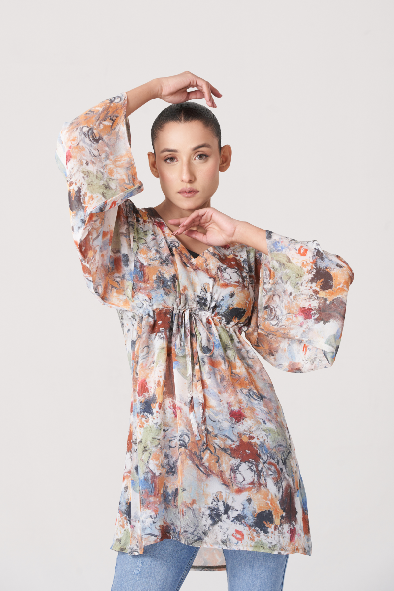 Women's printed waist loops shirt