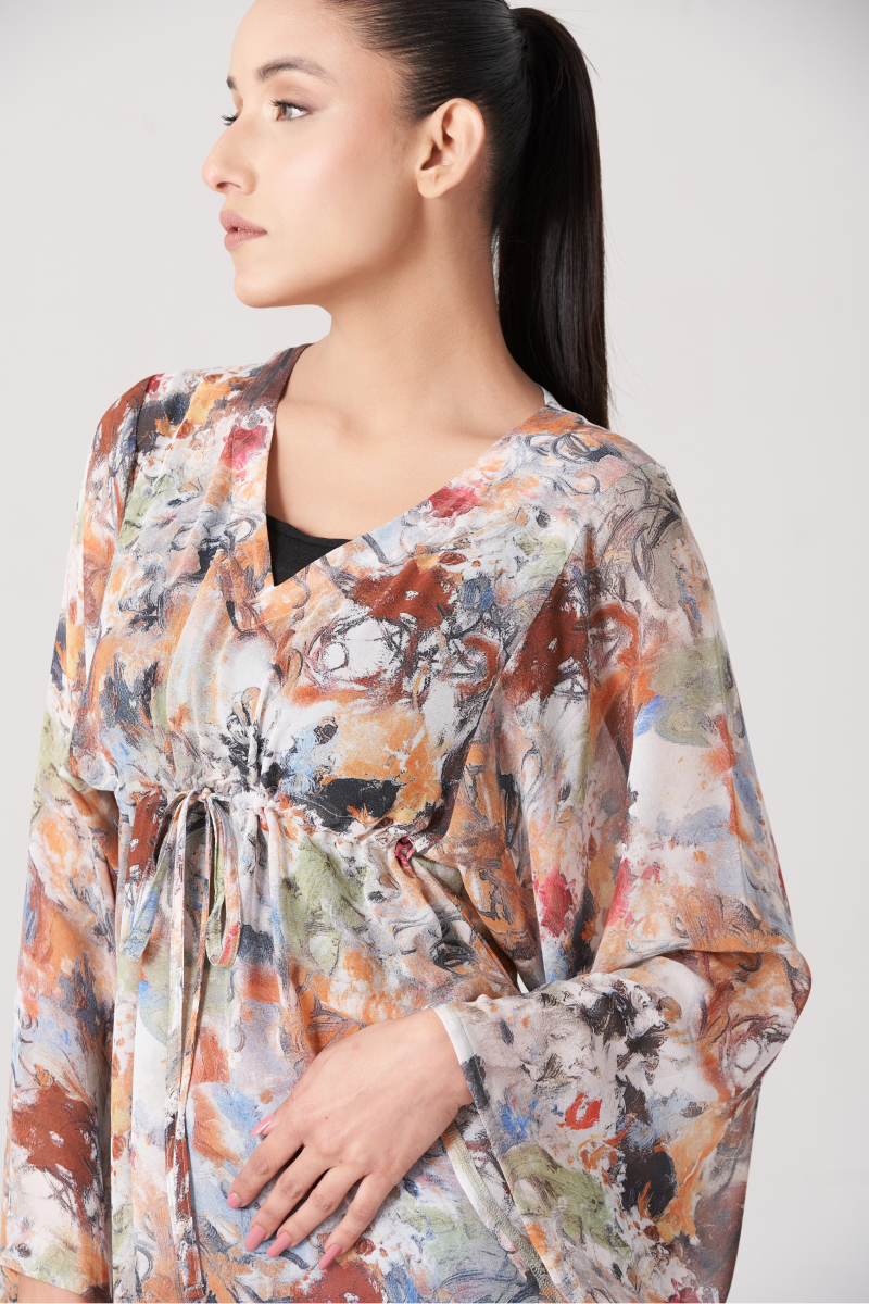 Women's printed waist loops shirt
