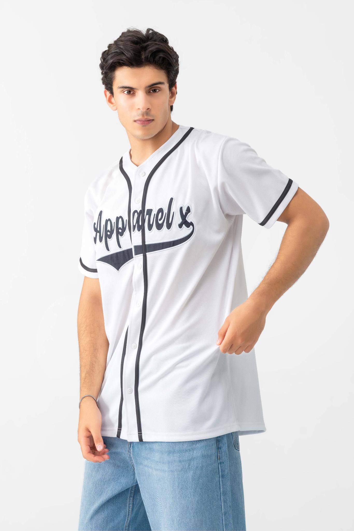 RELAXED FIT MESH BUTTON DOWN BASEBALL JERSEY SHIRT