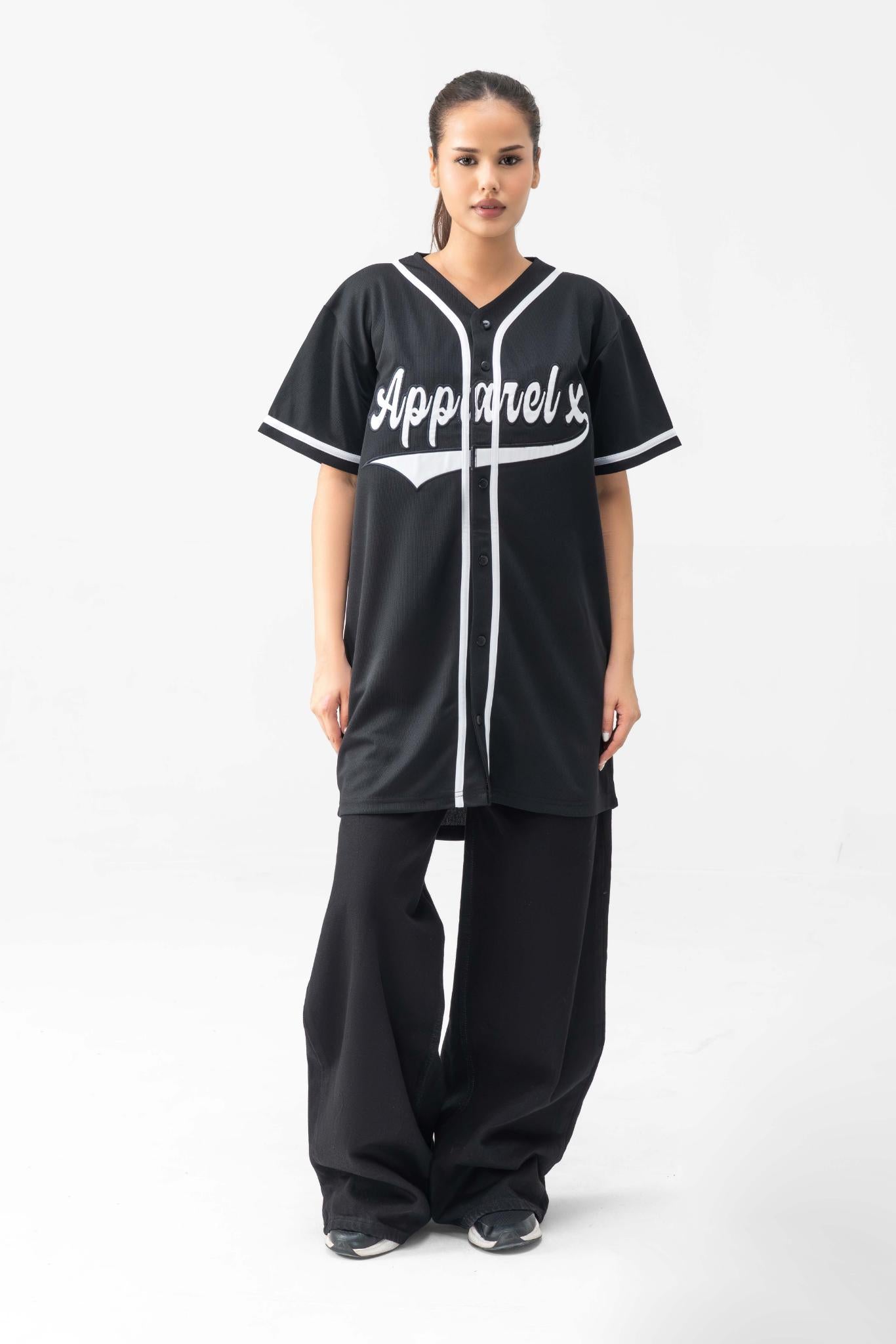 RELAXED FIT MESH BUTTON DOWN BASEBALL JERSEY SHIRT
