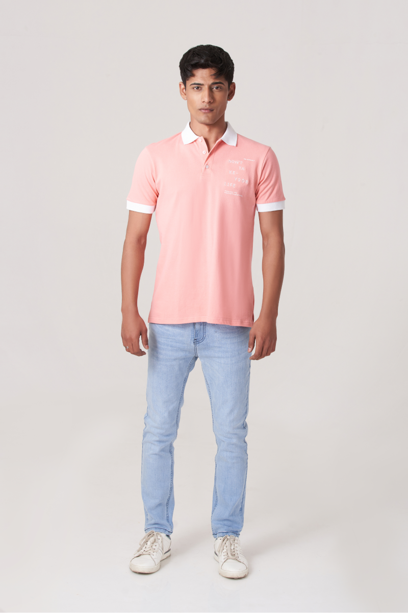 Pink Solid Polo T-Shirt