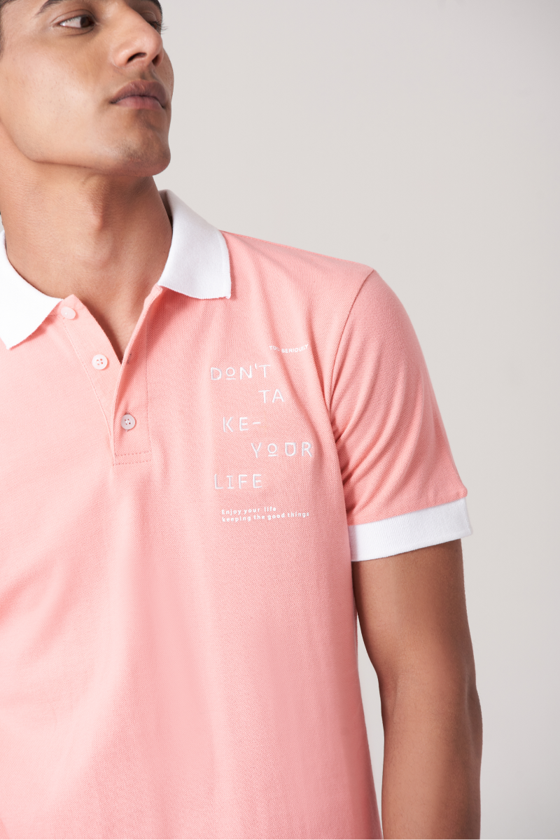 Pink Solid Polo T-Shirt