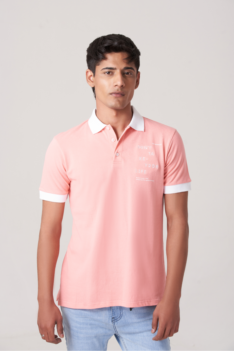 Pink Solid Polo T-Shirt