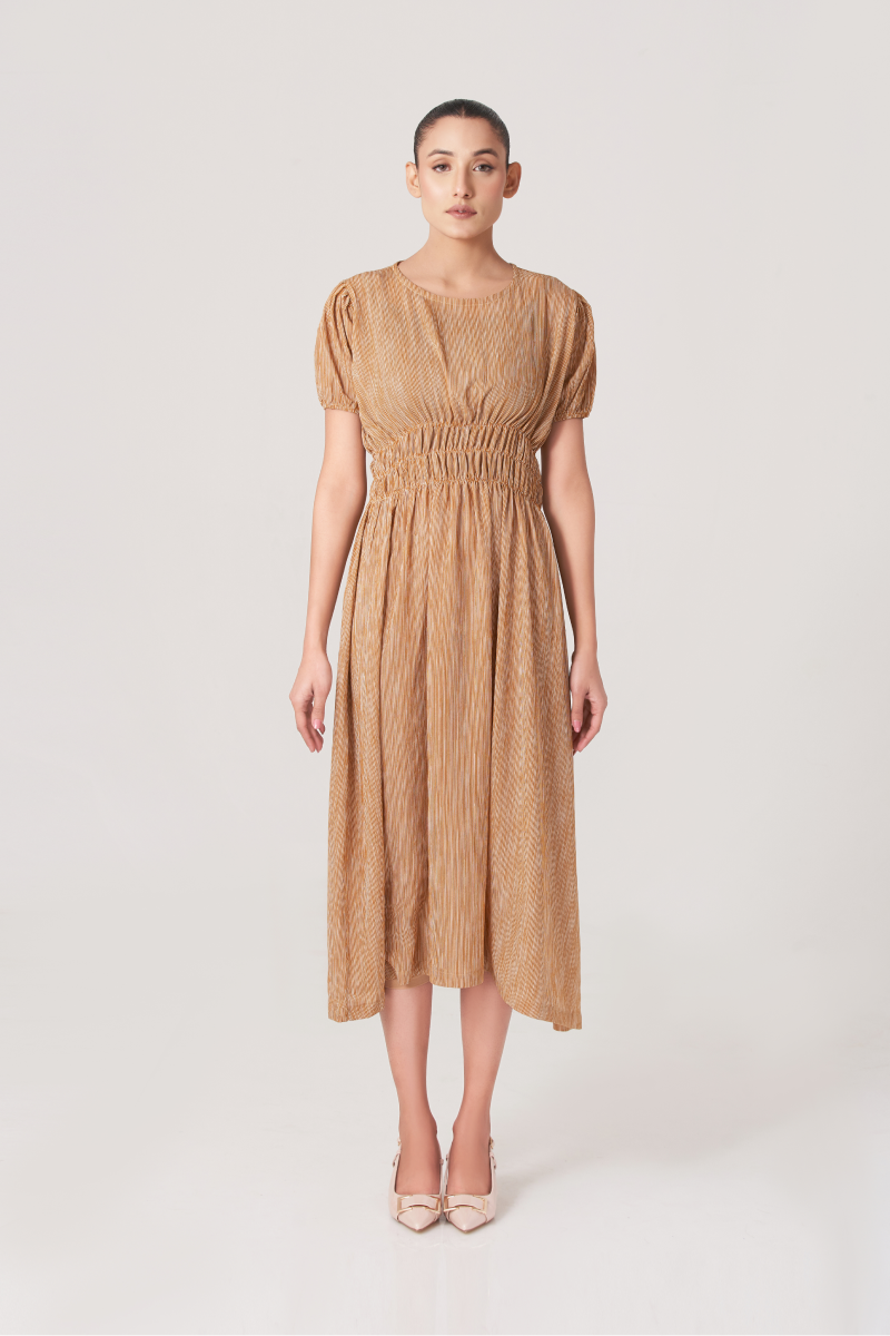 Rust Women's Gathered Waist Long Dress