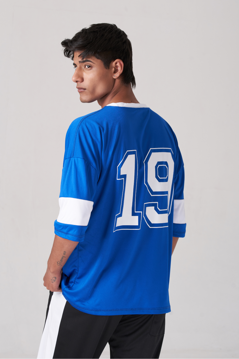 Blue Visible Layers Oversize T-Shirt