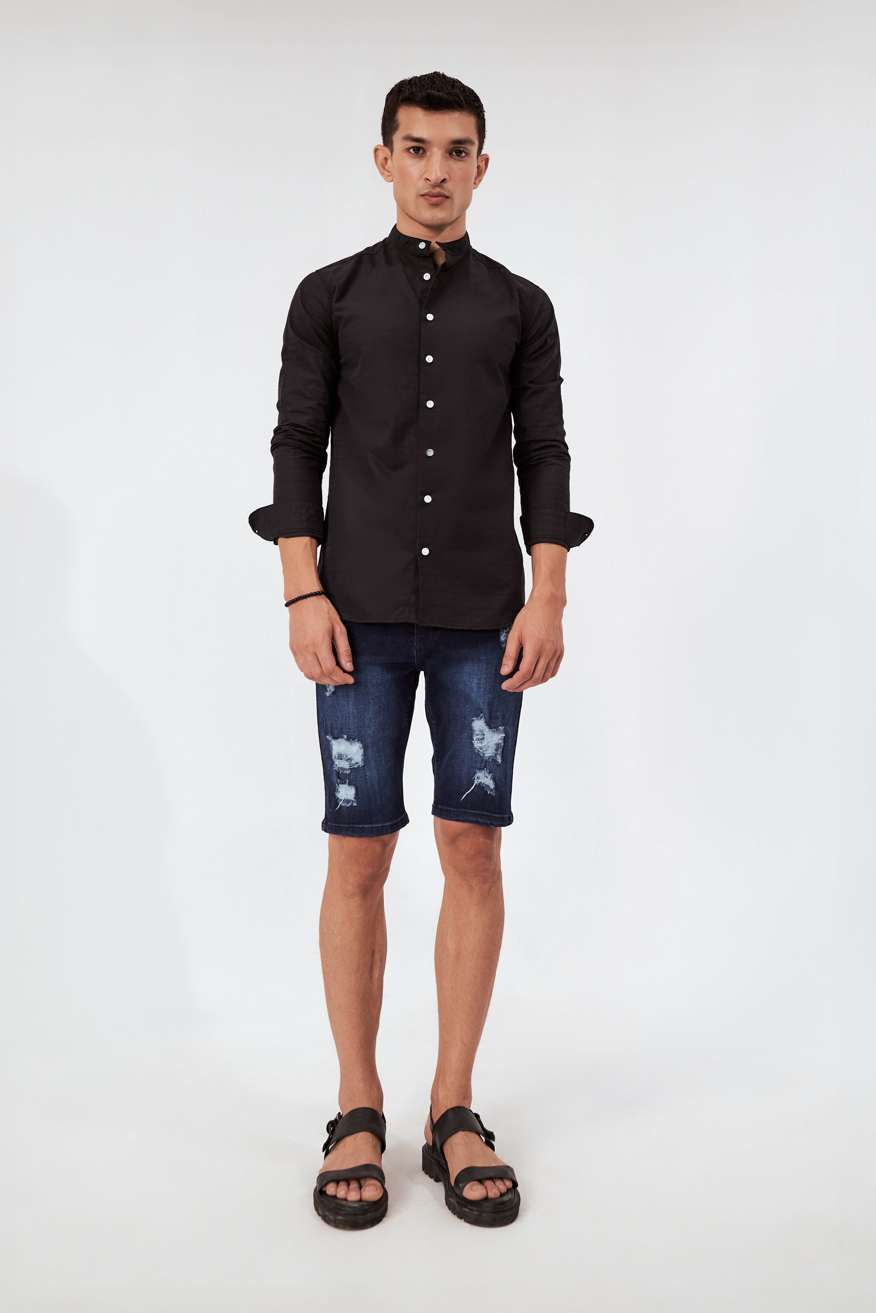 Men's Ripped Denim Shorts Blue