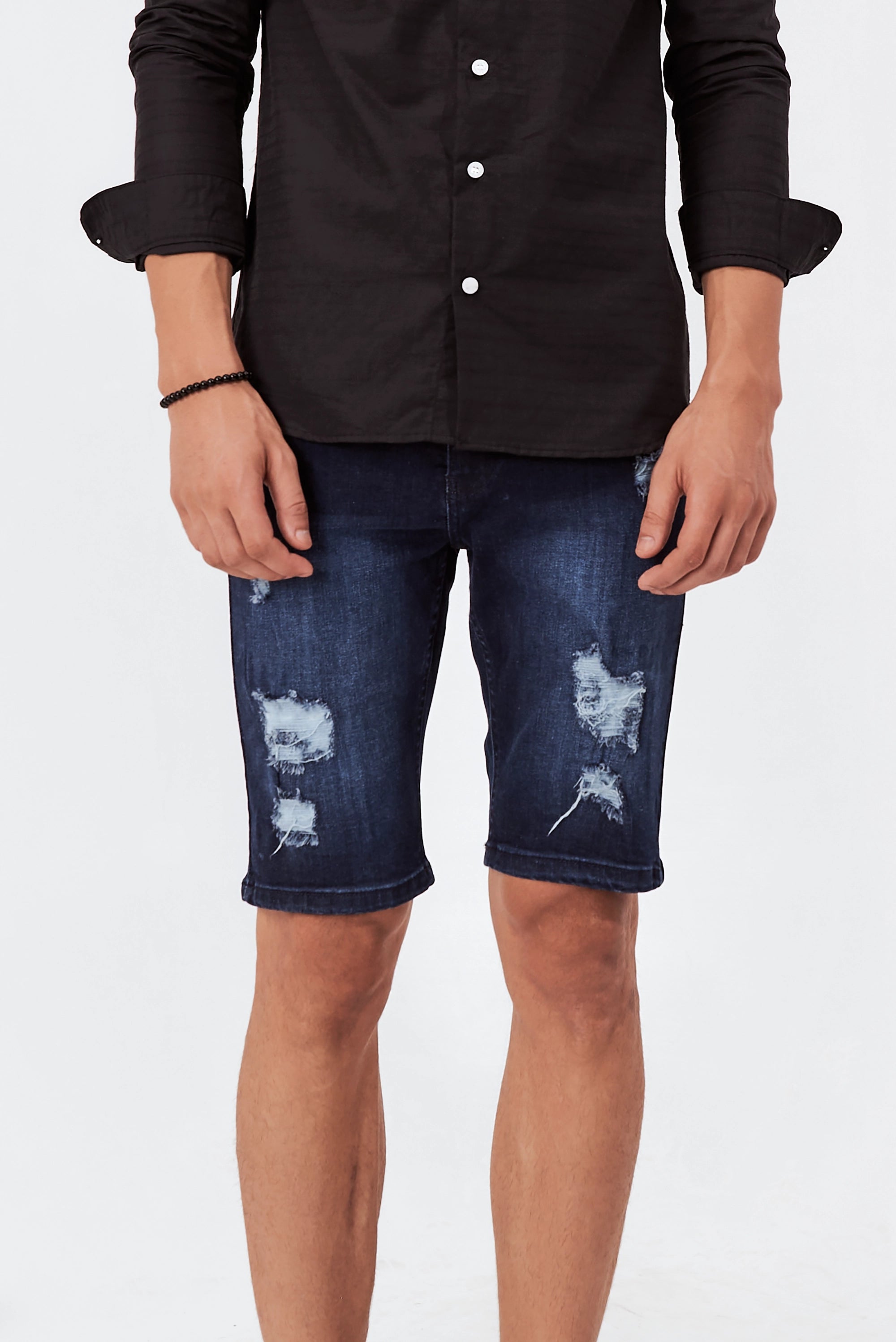 Men's Ripped Denim Shorts Blue