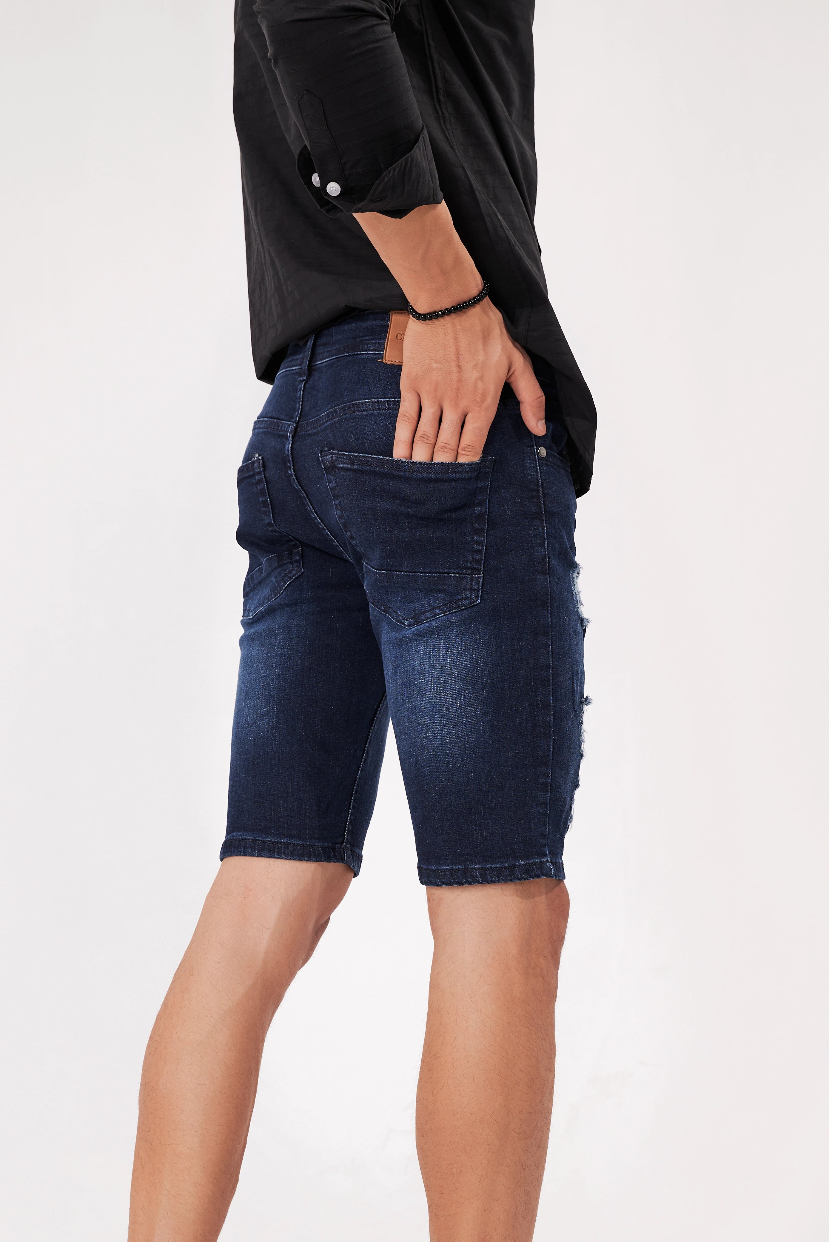 Men's Ripped Denim Shorts Blue