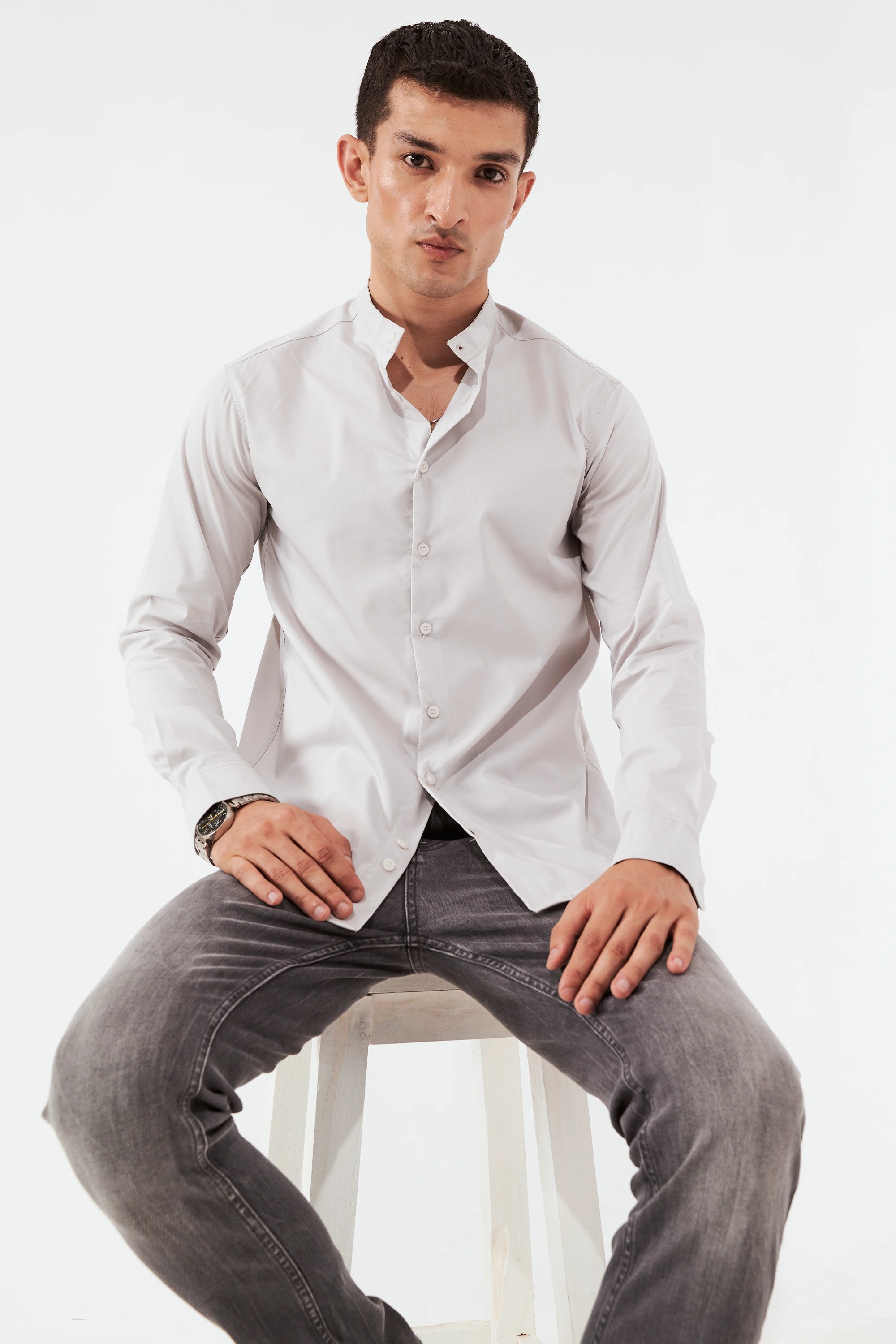 Men's Button-Up Shirt Light Grey