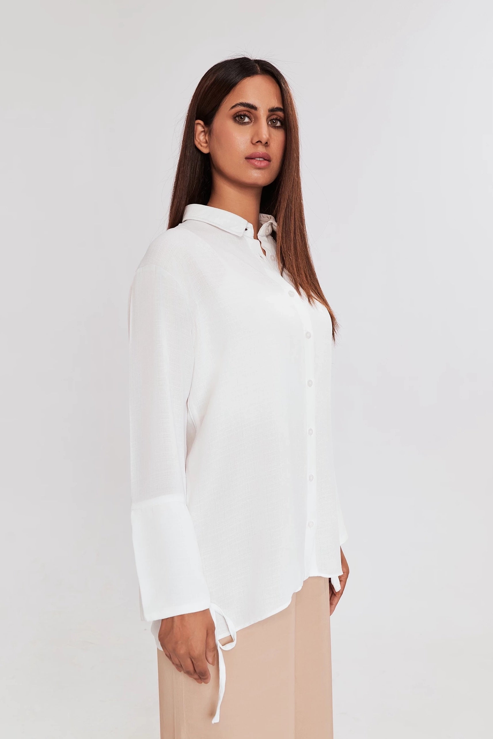 Women's Tie sleeves Shirt White