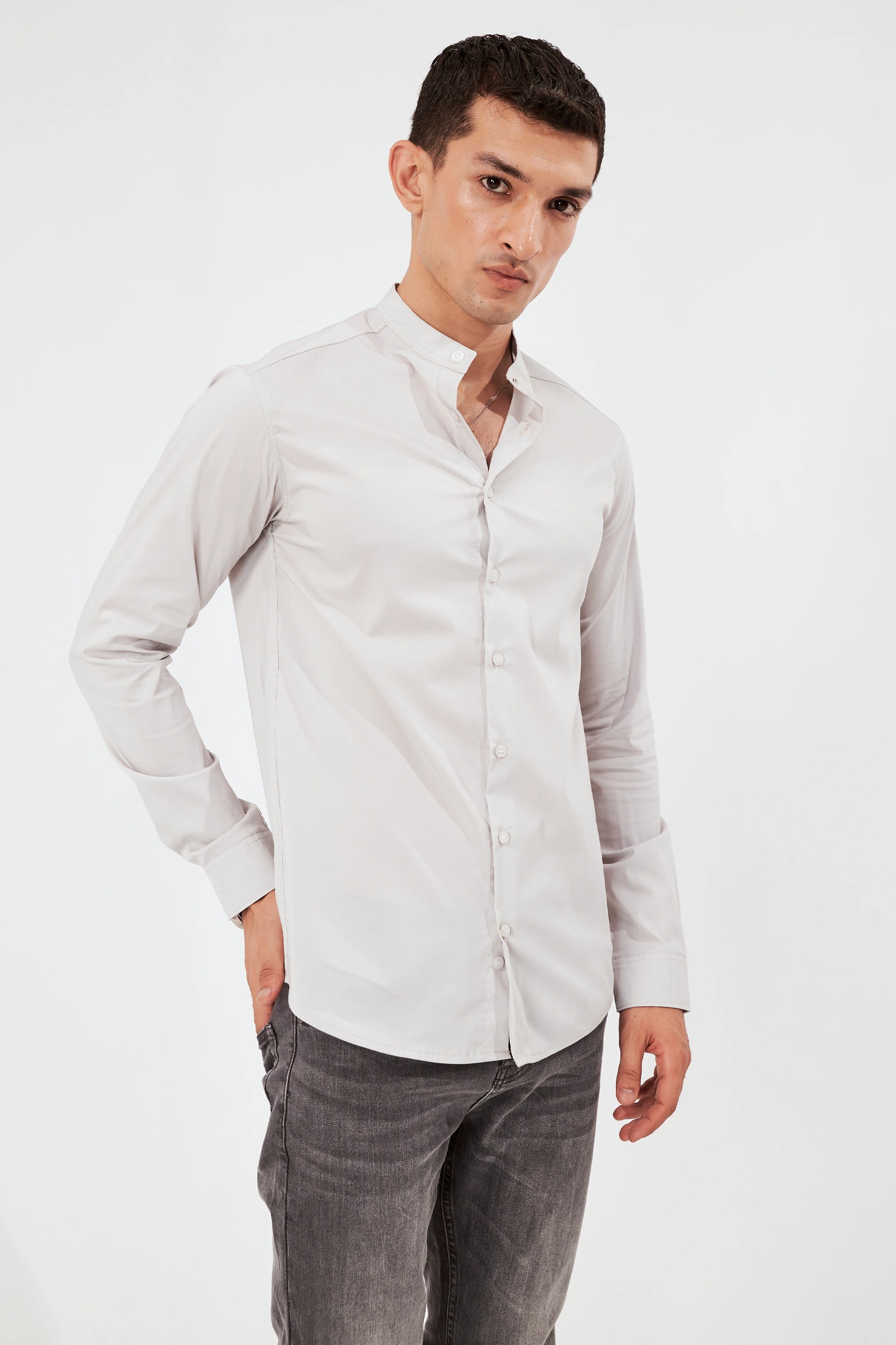 Men's Button-Up Shirt Light Grey