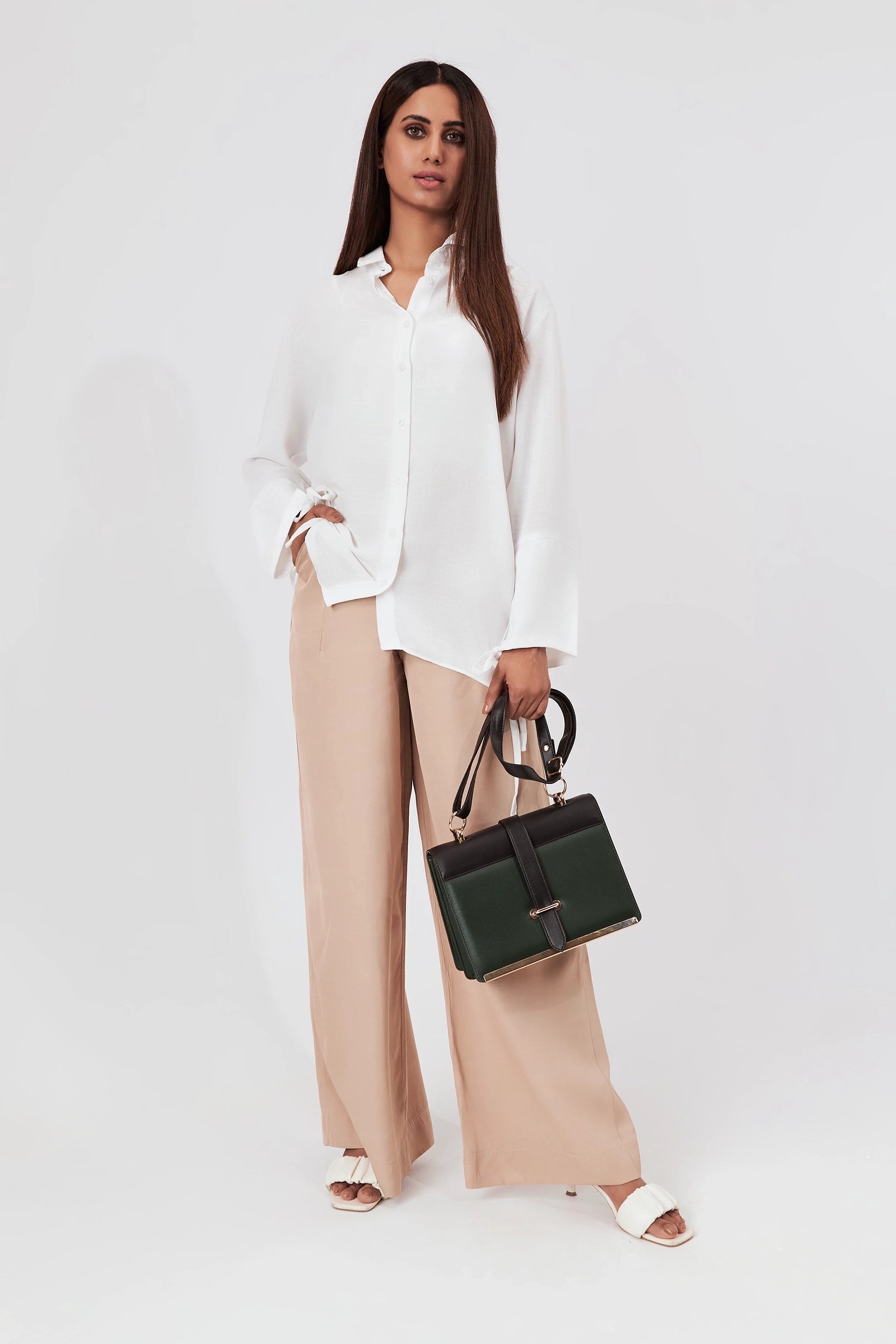 Women's Tie sleeves Shirt White