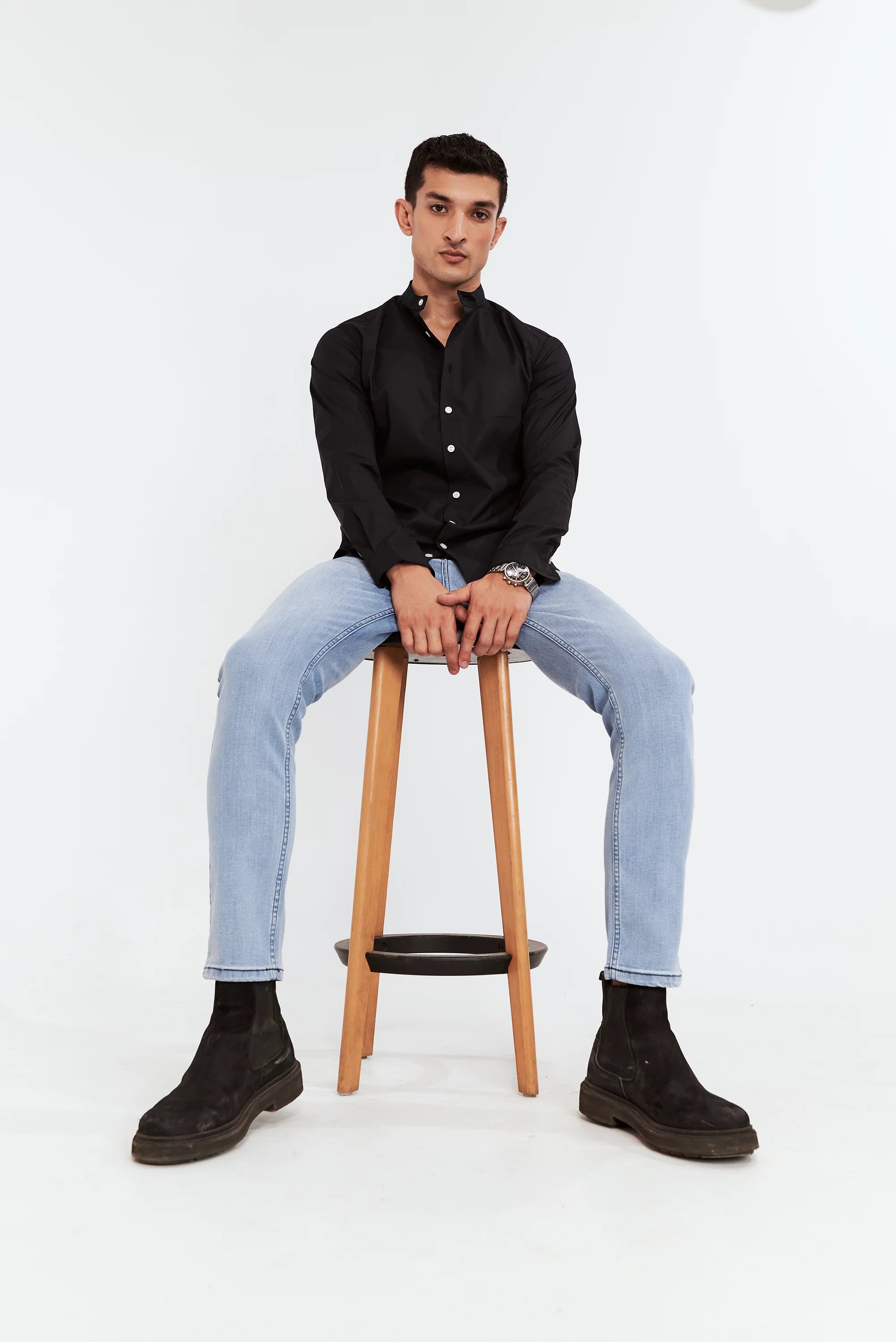 Men's Faded Tapered Fit Sky Blue Jeans