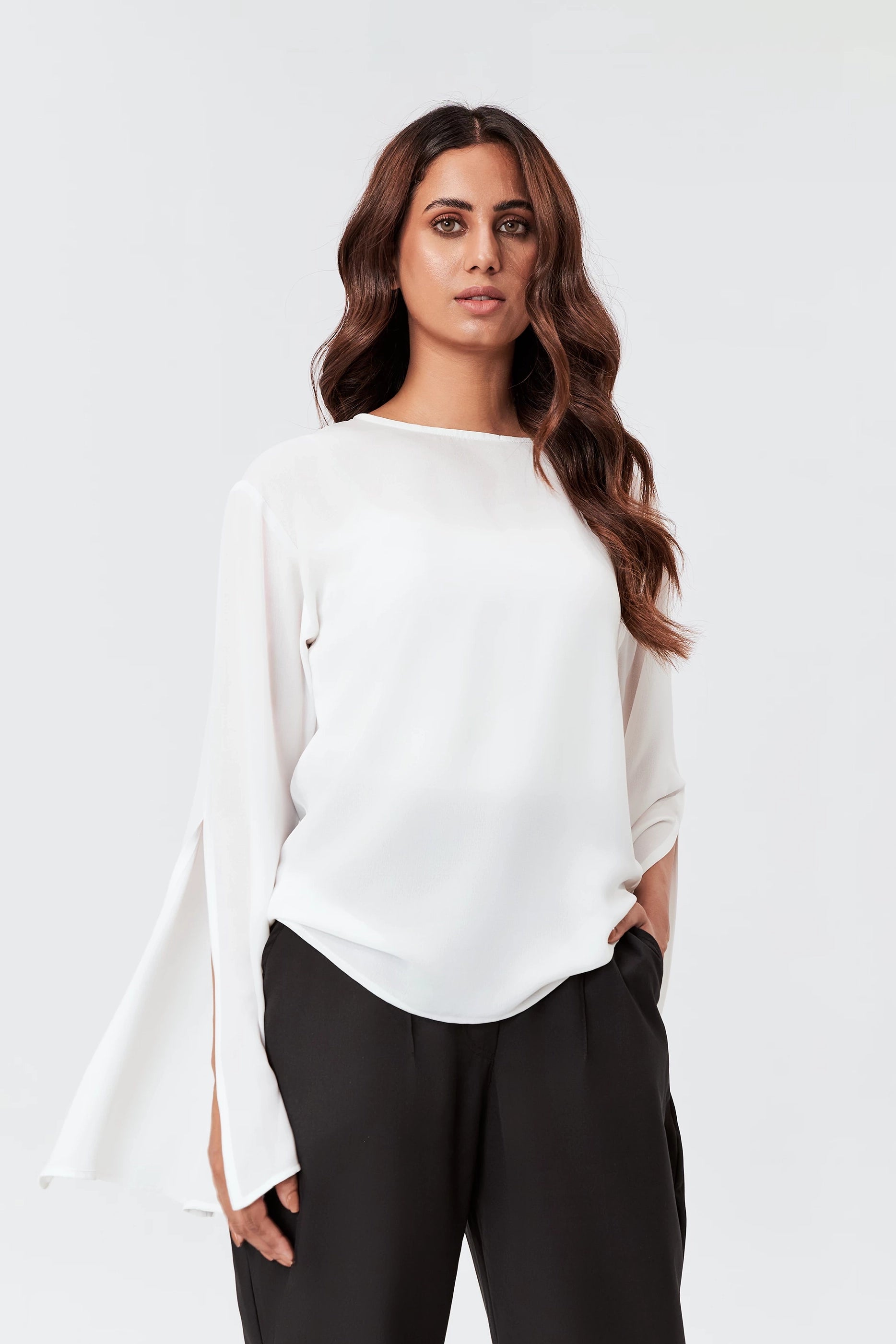 Women's Bell Sleeves Top White