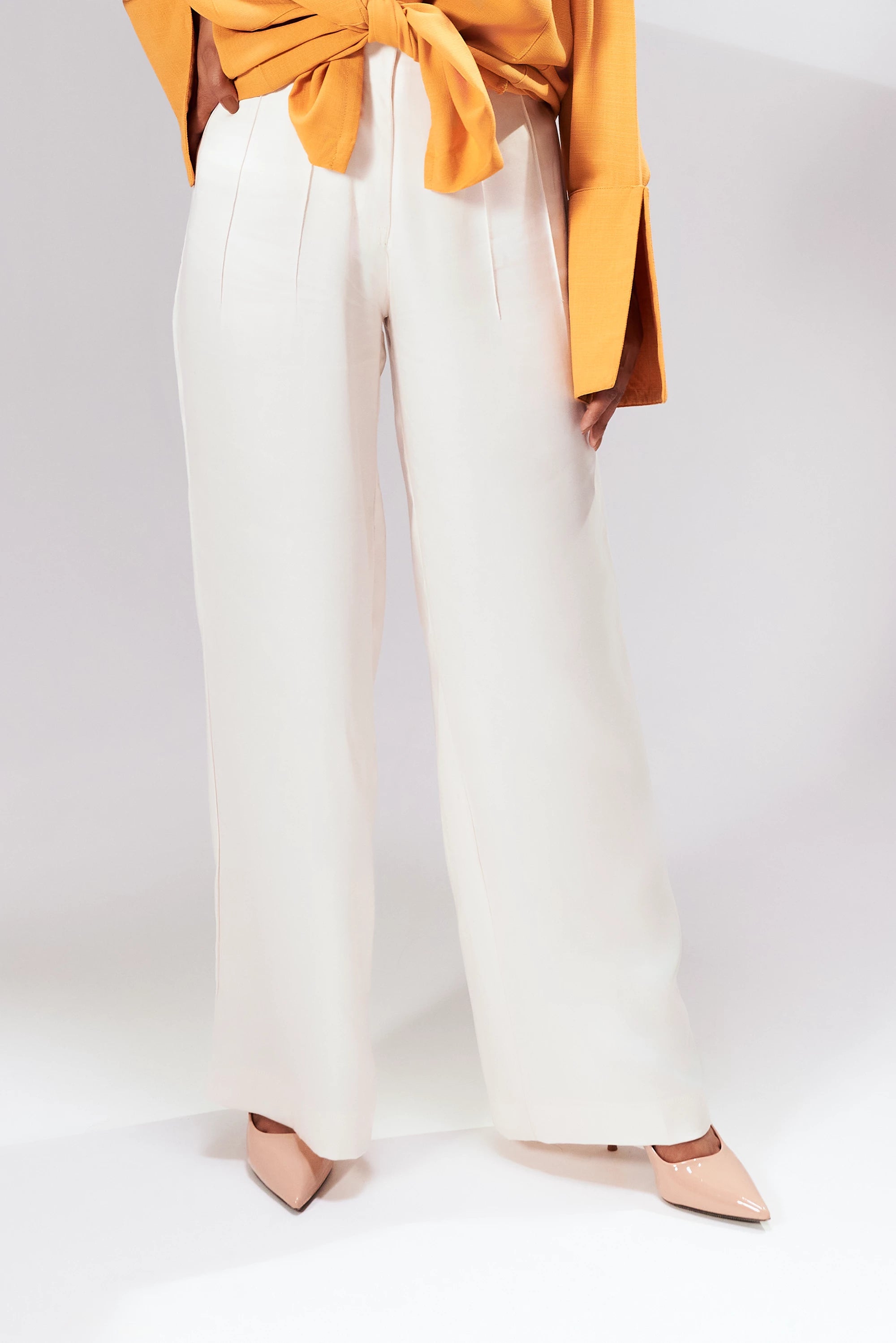 Women's Wide-Leg White Trouser