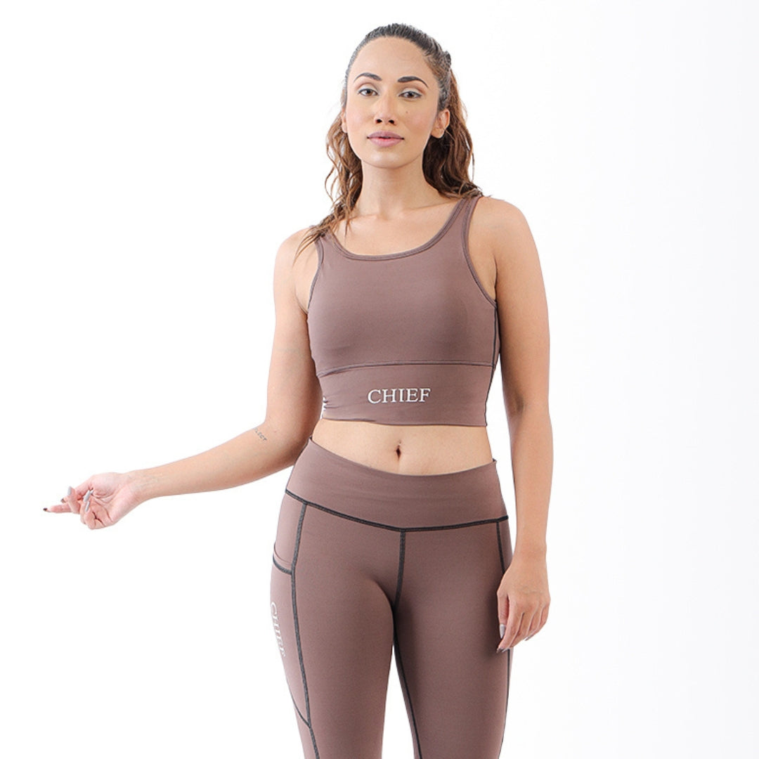 BROWN ENHANCE SPORTS BRA