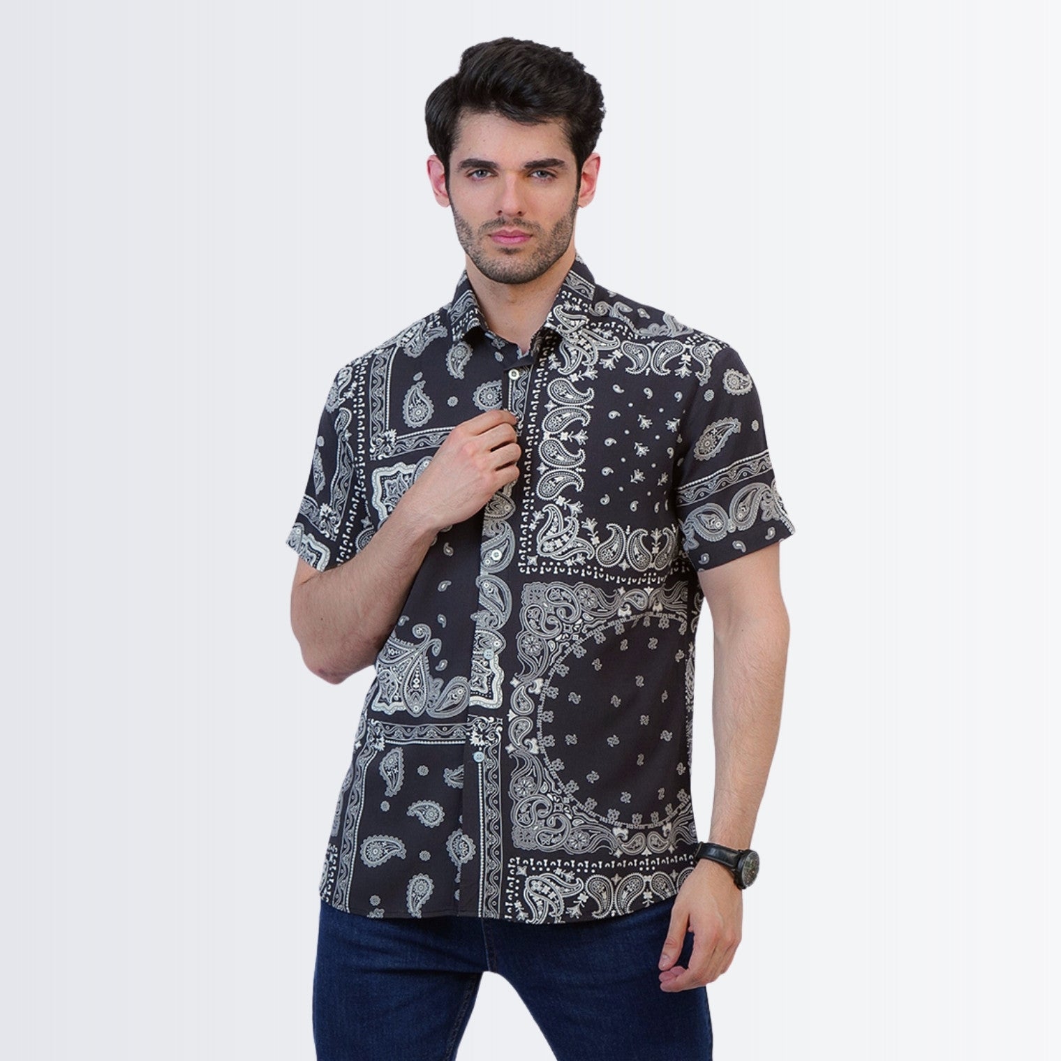 Black Paisley Printed Shirt
