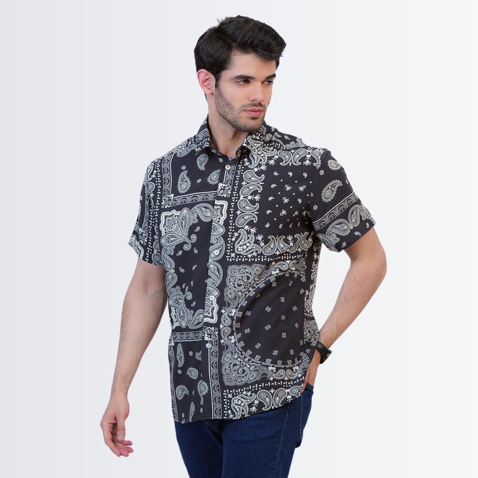 Black Paisley Printed Shirt