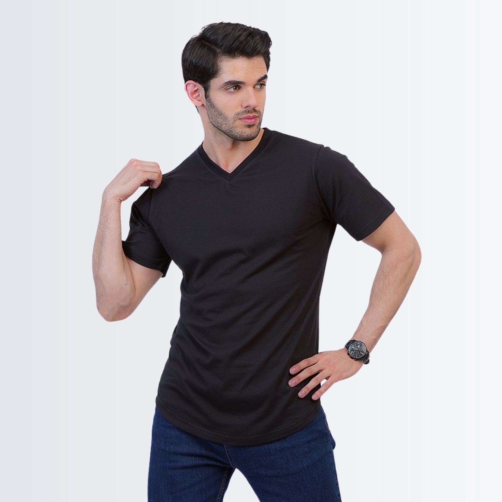 V Neck Tees Black