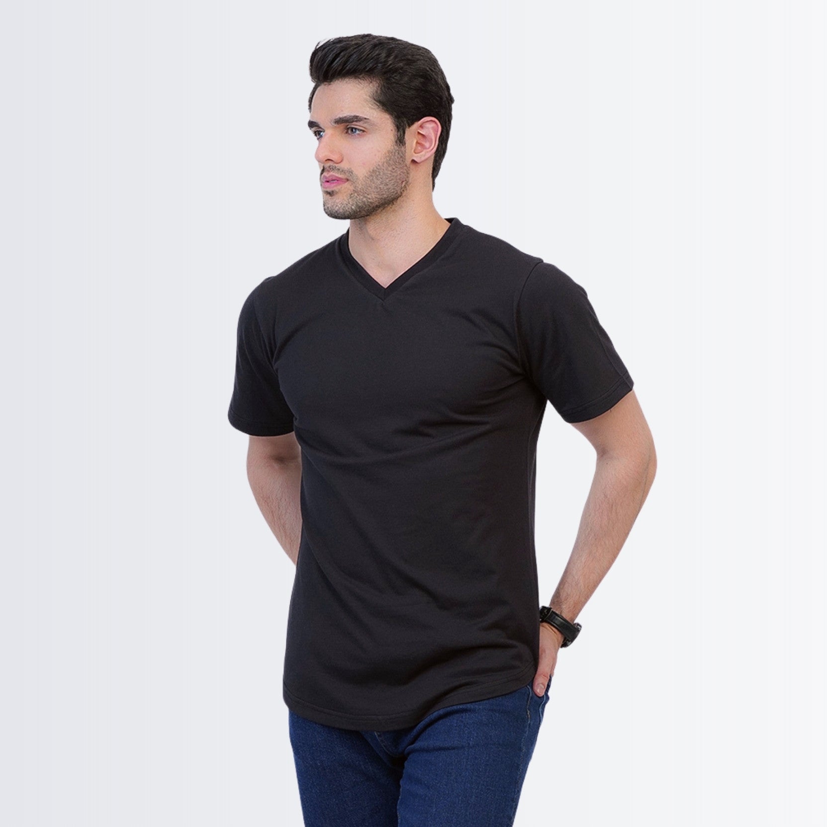 V Neck Tees Black