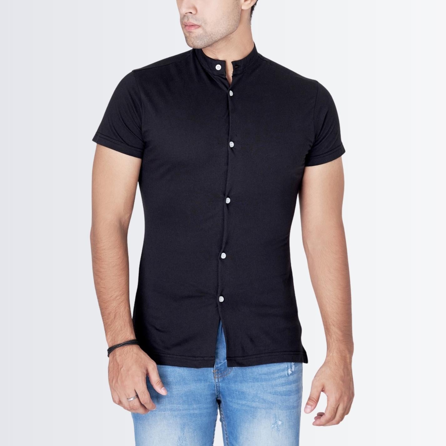 Button Down Black Slimfit Shirt