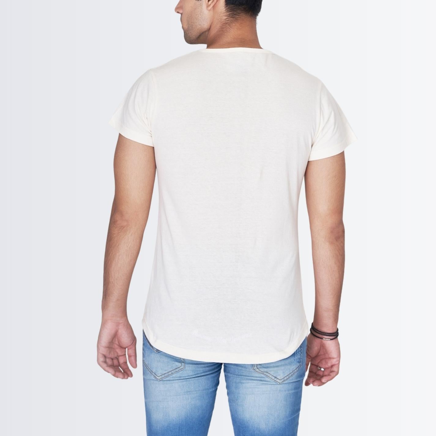 V Neck Cream T-shirt