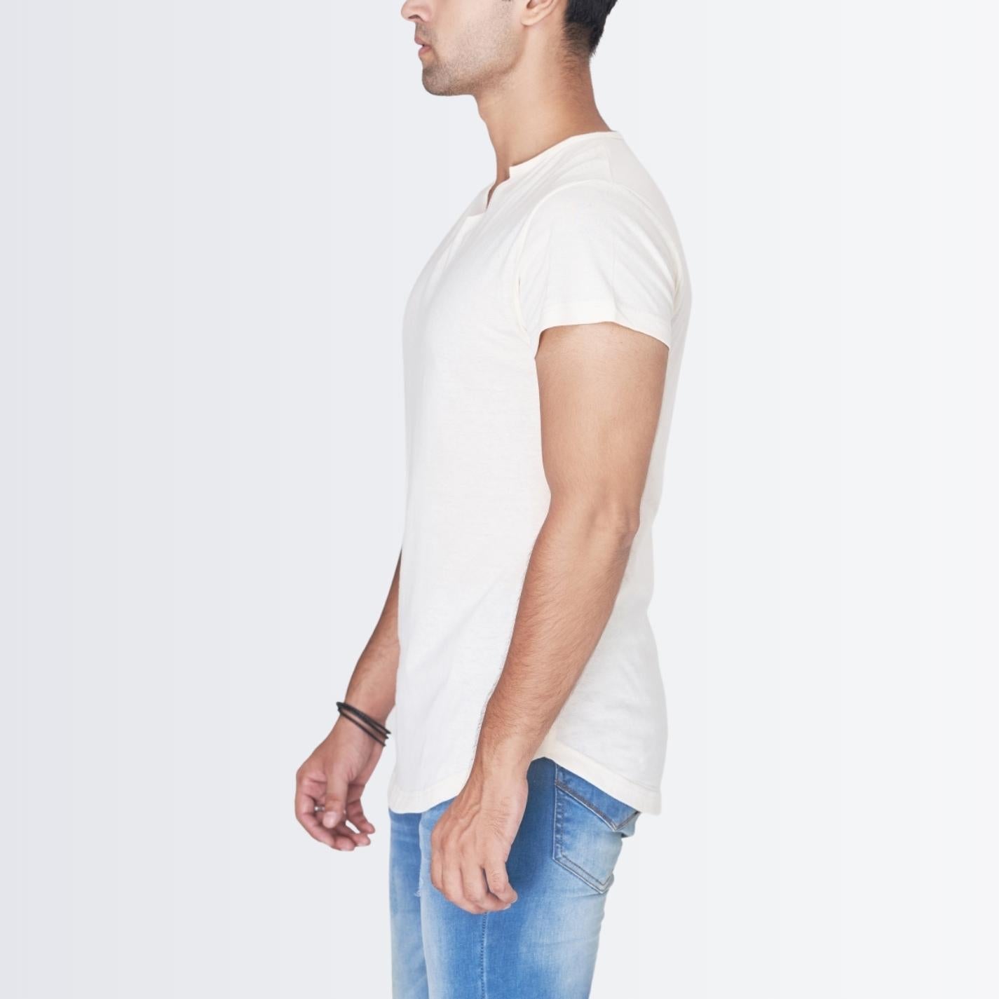 V Neck Cream T-shirt