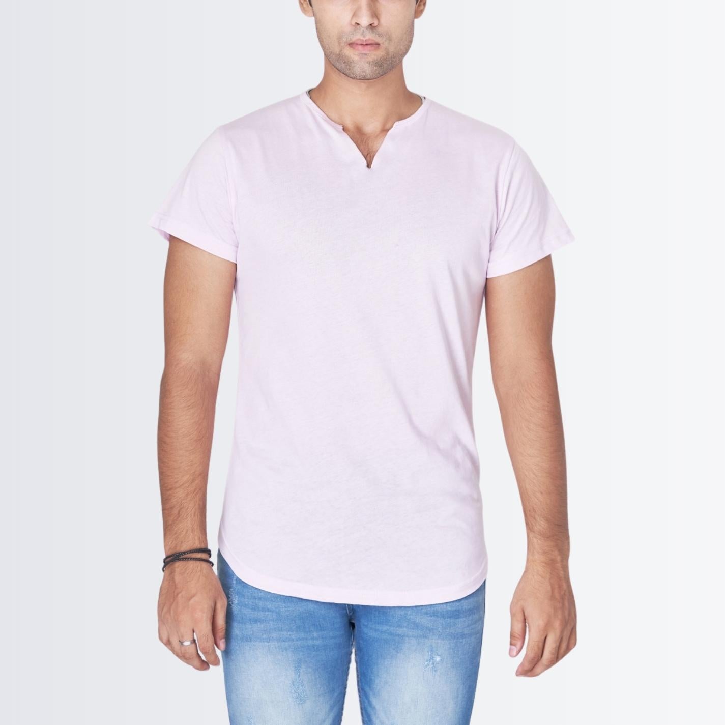 V Neck Pink T shirt