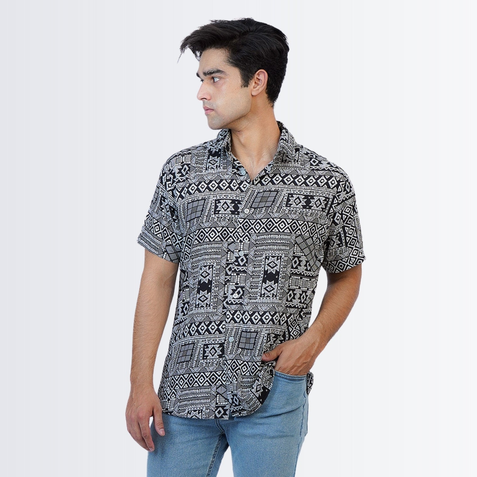 Black Ikat Printed Shirt